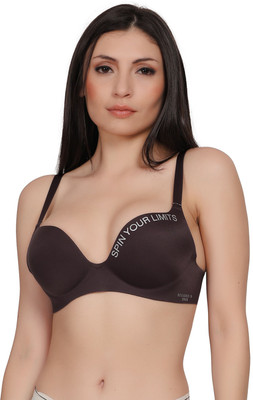 LUISSA Seamless Wireless Push Up Bra for Women – Padded, Anti-Sagging, Full Cup Women Everyday Lightly Padded Bra(Brown)