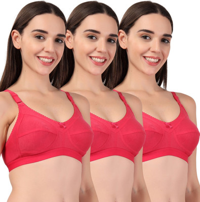 adornstar Pack of 3 Women Full Coverage Non Padded Bra Women Everyday Non Padded Bra(Pink)