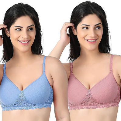 RAHA S.G Lingerie bra for women & girls Women T-Shirt Non Padded Bra(Pink, Blue)