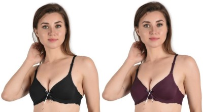 Alexana Women Push-up Lightly Padded Bra(Black, Purple)