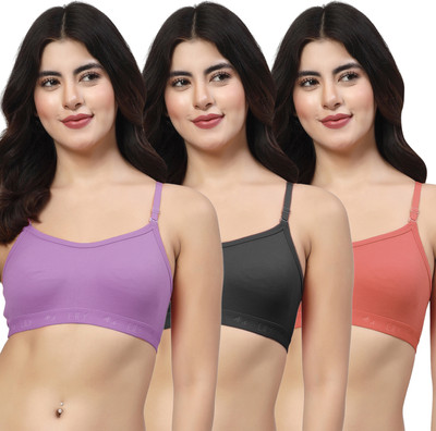 LILY 3321Mino Women Sports Non Padded Bra(Purple, Black, Red)