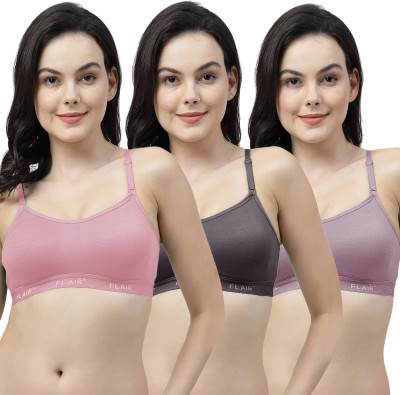 Shyam Sons FLAIR Brezza Double Layered Women Sports Non Padded Bra(Pink, Grey, Pink)