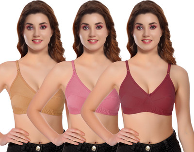 Black Wings Premium Comfort Women's Bra For Everyday Combo Pack of 3 Single Layered Women Everyday Non Padded Bra(Multicolor)