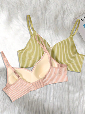 NAGARVEL CREATION c/12203-pnk/grn-p02-28 Women Full Coverage Lightly Padded Bra(Multicolor)