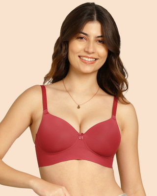 KOMLI Komli Bonded Polyamide Full Coverage Padded Bra Women T-Shirt Lightly Padded Bra(Maroon)