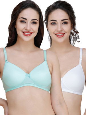 COLLEGE GIRL Hellopad ComboPO2 Women T-Shirt Lightly Padded Bra(Green, White)