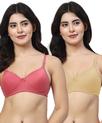 LILY maofcigam Women T-Shirt Heavily Padded Bra(Maroon, Beige)