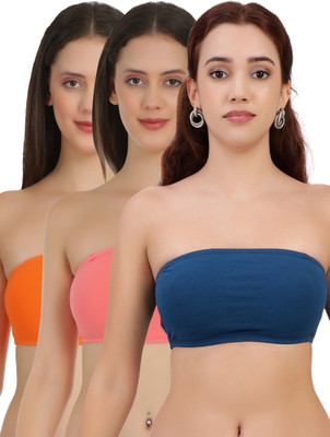 Selfcare Women Pack of 3 Solid Non Padded Strepless full coverage Bandeau Bras Women Bandeau/Tube Non Padded Bra(Multicolor)
