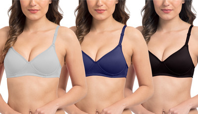 KOMLI Komli Seamless Medium Padded Full Coverage Cotton Rich Padded Bra Women T-Shirt Lightly Padded Bra(Multicolor)