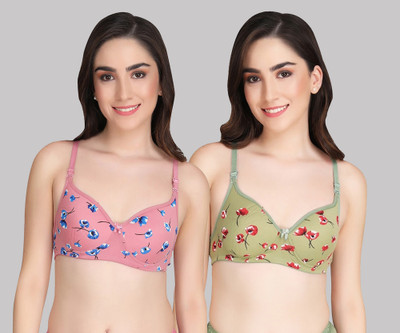 PIBU B-Kali Bra Women Minimizer Lightly Padded Bra(Pink, Green)