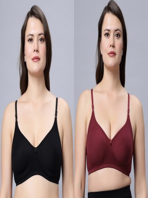 In Care LINGERIE Women T-Shirt Non Padded Bra(Black, Maroon)