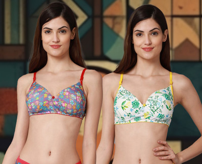 Cup's-In C_Riopd Bra Women Minimizer Lightly Padded Bra(Red, Yellow)