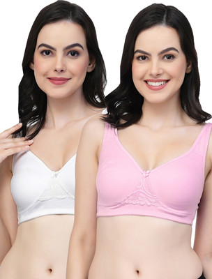 COLLEGE GIRL CG1214Mino Women Minimizer Non Padded Bra(Pink, White)