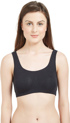SOIE Woman's Non-Padded Non-Wired Lounge Bra Women Full Coverage Non Padded Bra(Black)