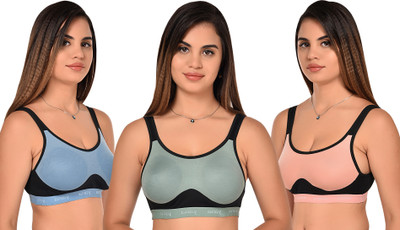 Zivosis Women Sports Non Padded Bra(Light Blue, Light Green, Pink)