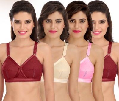 SONA Women's Perfecto Cotton Full Coverage Non-Padded Wirefree Everyday Bra Women Minimizer Non Padded Bra(Maroon, Beige, Pink, Maroon)