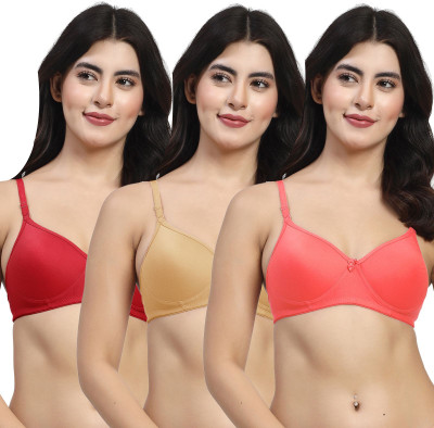 LILY mfruomalg Women T-Shirt Lightly Padded Bra(Red, Brown, Maroon)