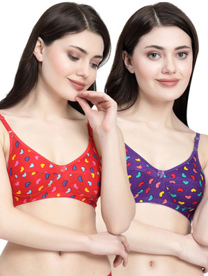Docare LittleHeart Women Minimizer Non Padded Bra(Red, Purple)