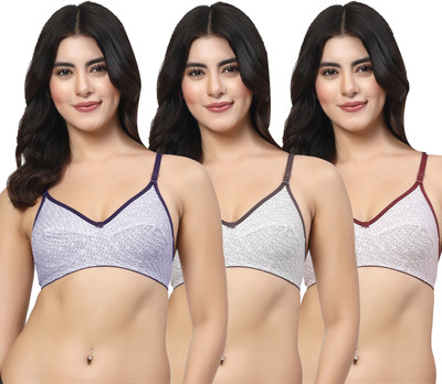 LILY ratskcor Women T-Shirt Non Padded Bra(Blue, Grey, Maroon)