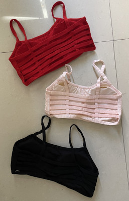 zoommulti 6 strips stylish woman sports bra Women Everyday Lightly Padded Bra(Red, Black, Pink)