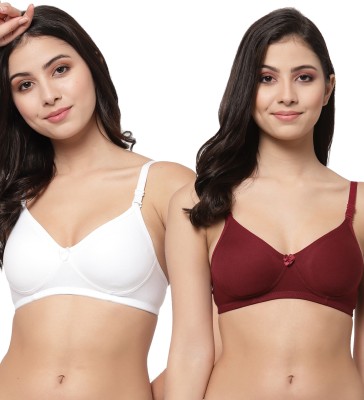 COLLEGE GIRL Detachable Strap Women T-Shirt Lightly Padded Bra(White, Maroon)