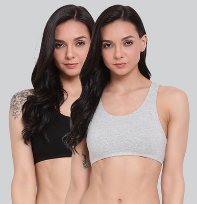 Lyra Women Training/Beginners Non Padded Bra(Black, Grey)