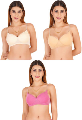 Liigne Transparent Strap Women Padded Bra Women Everyday Lightly Padded Bra(Multicolor)