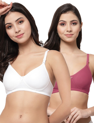 COLLEGE GIRL CG1301 Women T-Shirt Non Padded Bra(White, Maroon)