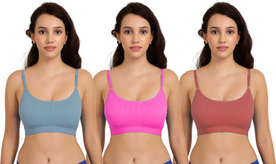 PIBU Goma Bra Women Minimizer Non Padded Bra(Blue, Pink, Orange)