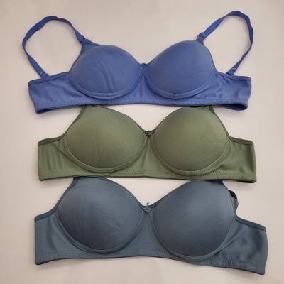 X-WELL Women Everyday Lightly Padded Bra(Grey, Green, Light Blue)