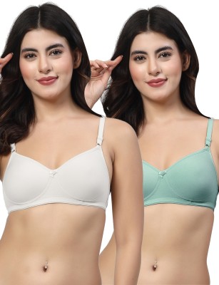 LILY DapYeh Women T-Shirt Heavily Padded Bra(White, Green)