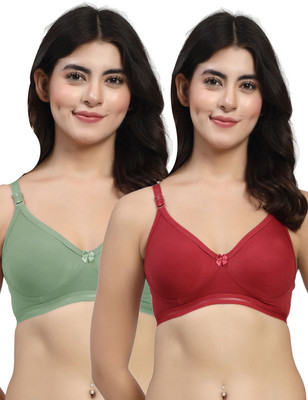 LILY Women Everyday Non Padded Bra(Maroon, Green)
