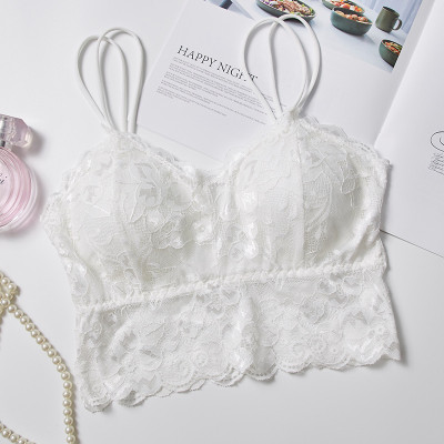 LeyLuko Women’s Black Floral Lace Padded Bralette Women Bralette Lightly Padded Bra(White)