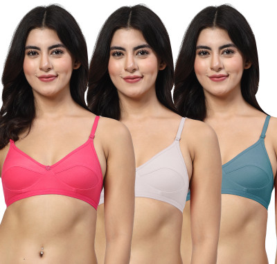LILY anpas Women Everyday Non Padded Bra(Pink, White, Blue)