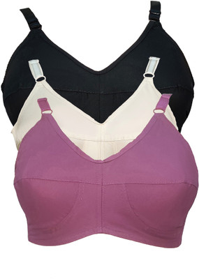 teenager Women Full Coverage Non Padded Bra(Black, Beige, Purple)