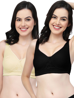 COLLEGE GIRL CG1214Mino Women Minimizer Non Padded Bra(Black, Beige)
