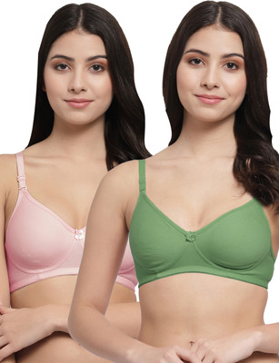 Docare Women T-Shirt Lightly Padded Bra(Green, Pink)