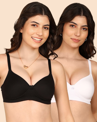 KOMLI Komli Bonded Breathable Cotton Full Coverage Padded Bra Women T-Shirt Lightly Padded Bra(Multicolor)