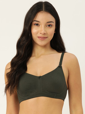 LEADING LADY Leading Lady Women's Solid Non Padded Non Wired T-Shirt Bra Women T-Shirt Non Padded Bra(Dark Green)