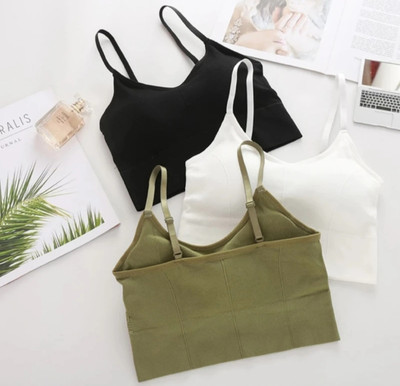 Feidusun Sport Bra Women Sports Lightly Padded Bra(Black, White, Green)