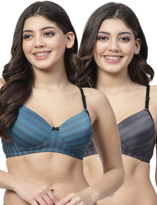 Docare DenimPad Women T-Shirt Lightly Padded Bra(Blue, Grey)