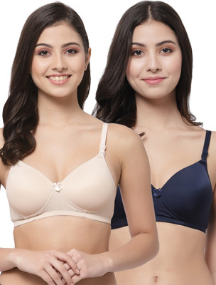 COLLEGE GIRL Hellopad ComboPO2 Women T-Shirt Lightly Padded Bra(Beige, Dark Blue)