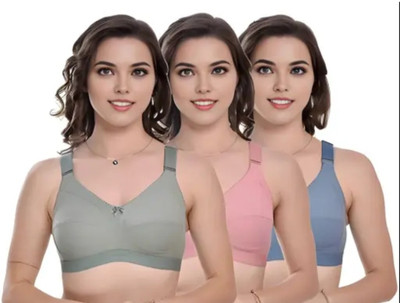 Avyaya Women Bra Women Full Coverage Non Padded Bra(Blue, Green, Pink)