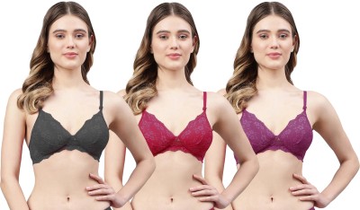 samvar Women Minimizer Lightly Padded Bra(Black, Maroon, Purple)