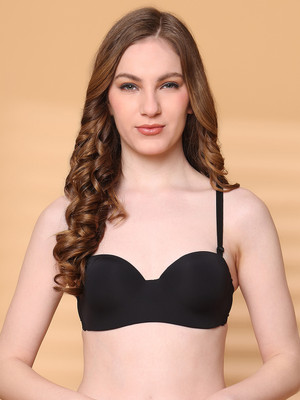 PrettyCat PrettyCat Lightly Padded Balconette Bra With Shine Strap for Women & Girls Women Balconette Lightly Padded Bra(Black)
