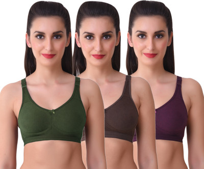 SKDREAMS SKDREAMS Multi Color Cotton Set of 3 Women's Bra Combo Women Full Coverage Non Padded Bra(Multicolor)
