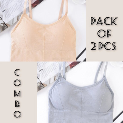Beras Women's Sport Bra, Gym Bra, Lingerie, Honeymoon Bra, Padded Bra, Night Bra For Women Cami Bra Lightly Padded Bra(Beige, Grey)
