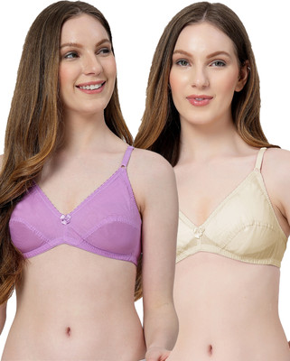 LILY anwahb Women Everyday Non Padded Bra(Purple, Beige)