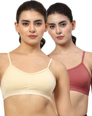 LILY stropSyliaD Women Sports Non Padded Bra(Beige, Maroon)