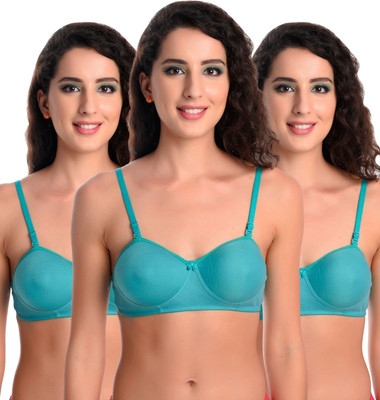adornstar Pack of 3 Women Full Coverage Non Padded Bra Women Everyday Lightly Padded Bra(Blue)